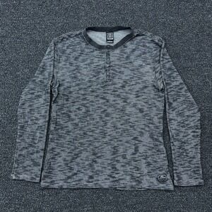 Nike Dri-FIT Waffle Knit Long Sleeve Henley Shirt Mens Large Black Gray Camo